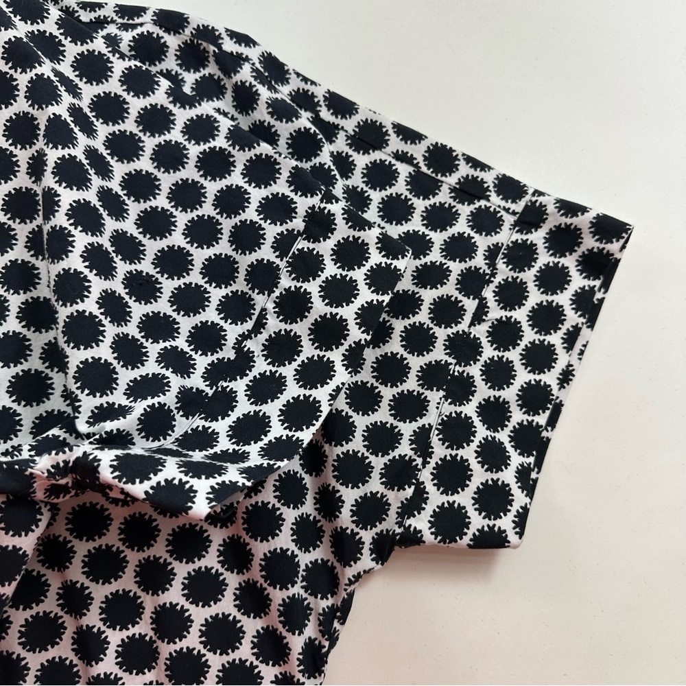 Talbots Shirt Dress Womens 16 Black Ivory Dot Print Short Sleeve Pockets - Picture 11 of 11
